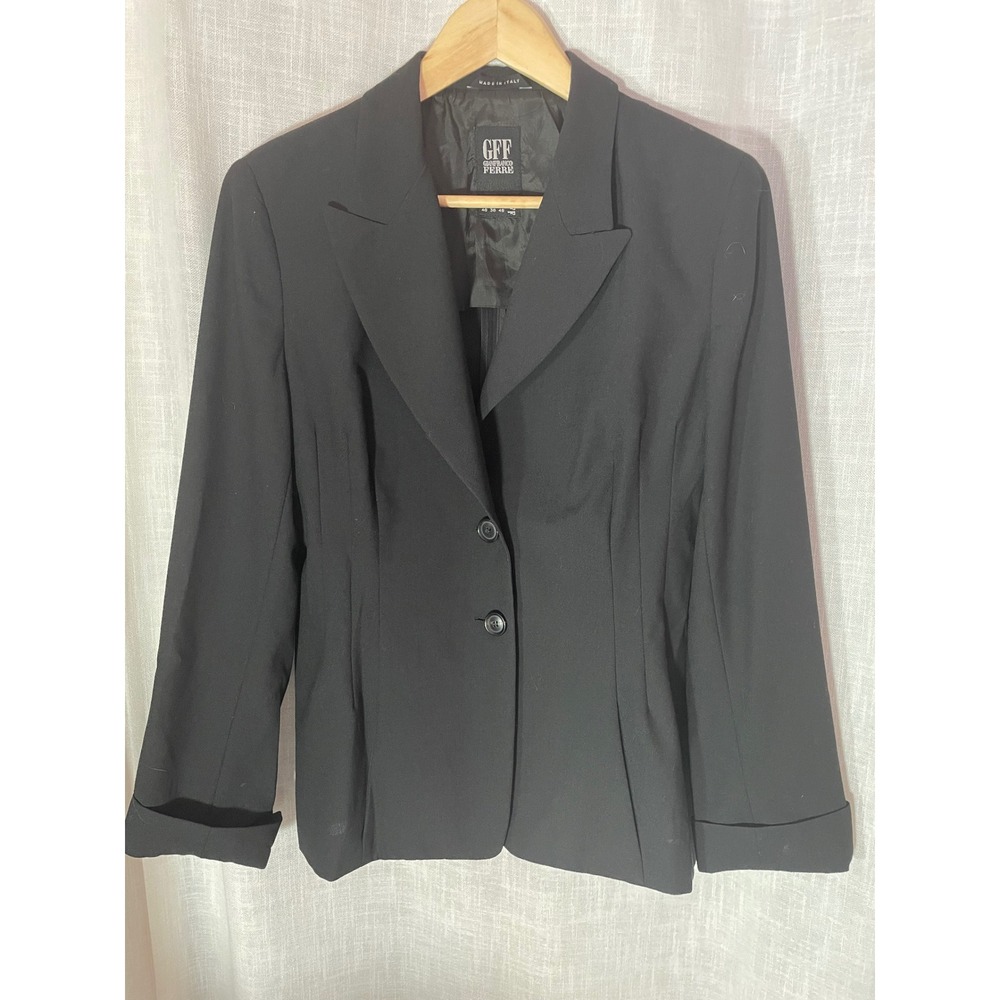 Vintage Gianfranco Ferre GFF Black Wool Blazer‎ Y2K Women's US size M EUC